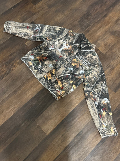 Red back woodland camo crop jacket